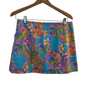 Lilly Pulitzer January Skort Skirt Sea Blue Summer Haze Blue Pink Floral Size 8